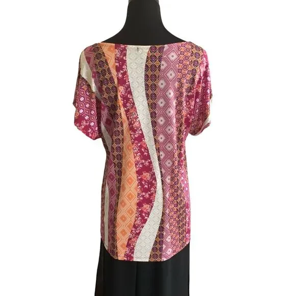 Susan Lawrence Stretch Tee Colorful Patterns Size XL - Picture 6 of 7